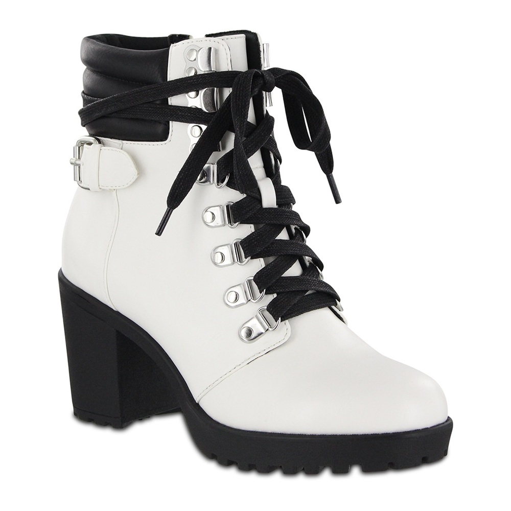 Annamaria Combat Boot White Leather Lace-up Ankle Boots by MIA new size 9